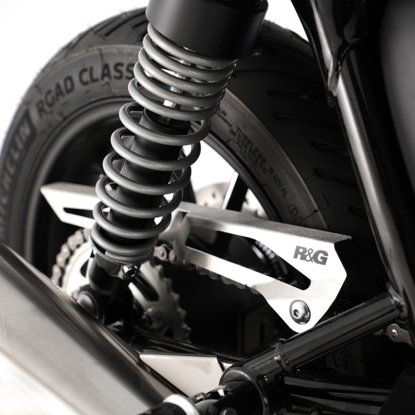 R&G Chain Guard for Triumph Street Twin '16-, Street Cup '17-, Triumph Bonneville T-120 '16- & Speed Twin 900 '22- models.